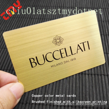 Custom Copper Finish Cutout Metal Business Card, Surface Etching Metal Business Card Brushed Bronze VIP Membership Card